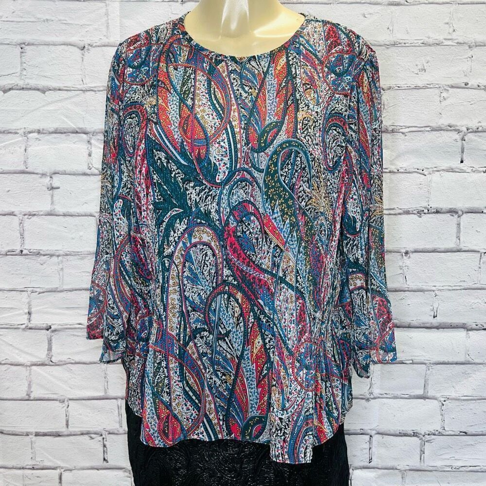 Ted Baker London Womens Multicolor Paisley Pleated Beaatha Blouse Size 3